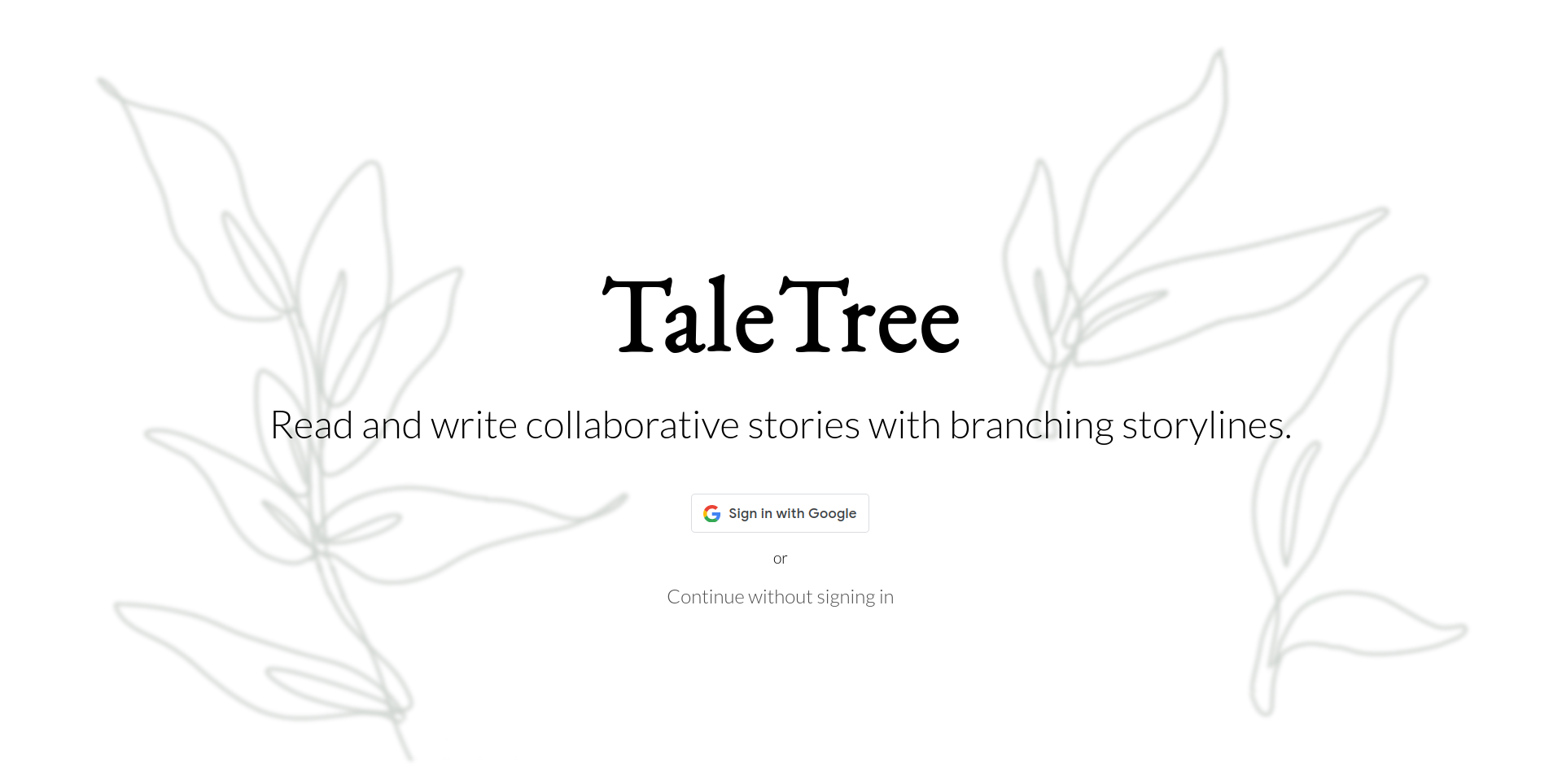 A screenshot of TaleTree